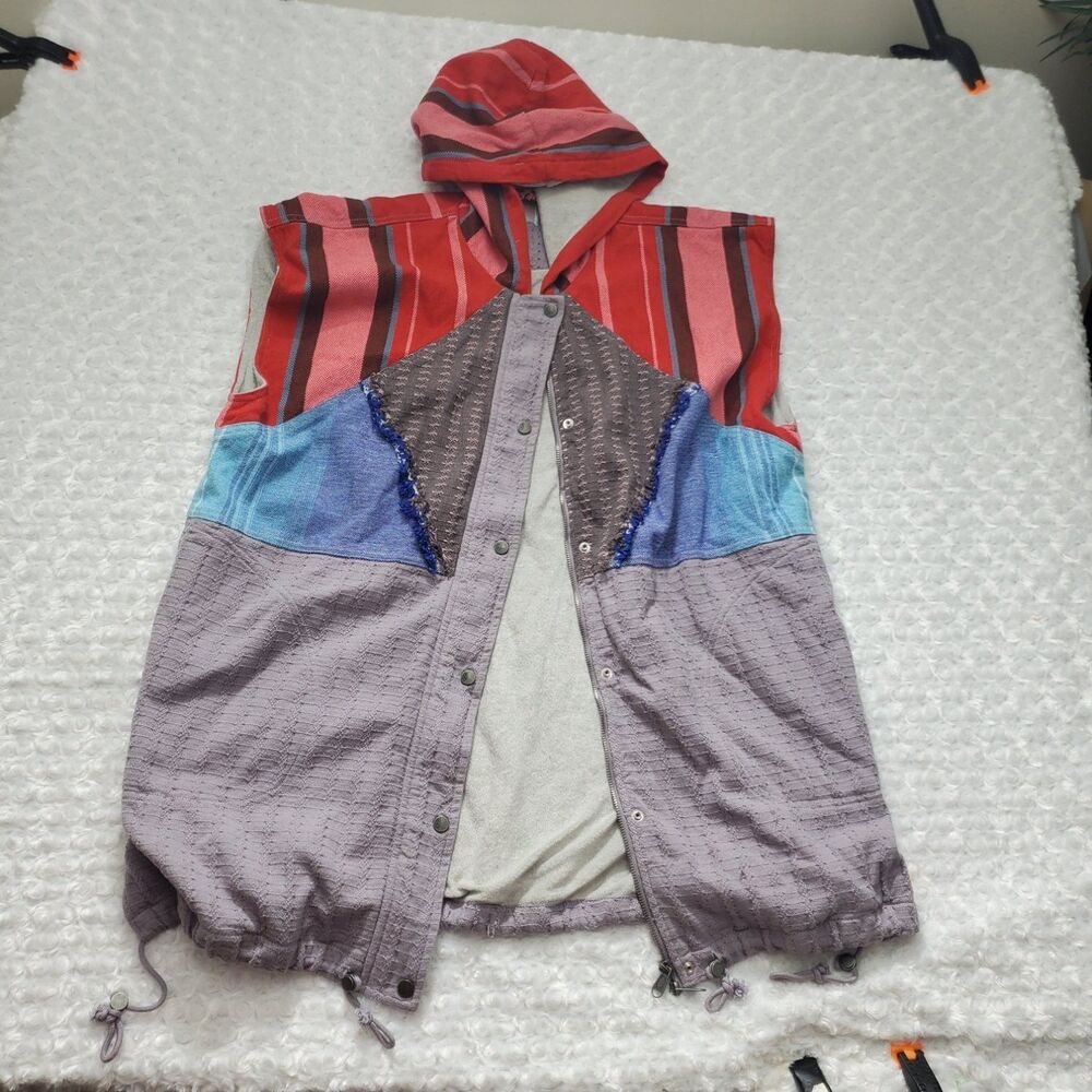 Free People Festival Vest Womens S Multicolor Geometric Sleeveless Full Zip